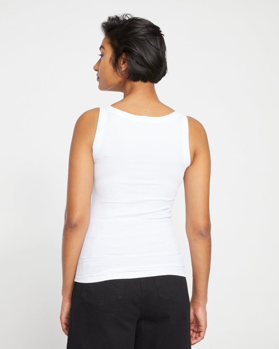 Roitfeld Ribbed Tank - White Zoom image 3