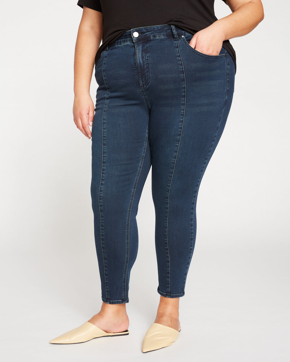 Debbie High Rise Seam Skinny Jeans - Dark Indigo Zoom image 3