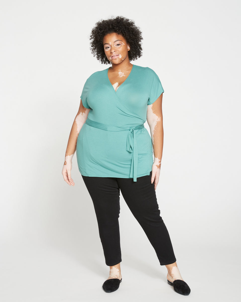 Fine Jersey Wrap Top - Mint Zoom image 0