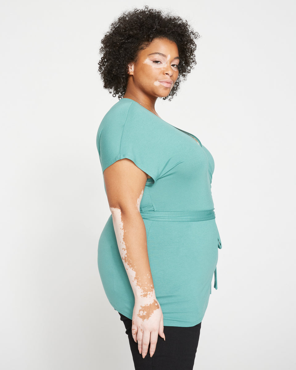 Fine Jersey Wrap Top - Mint Zoom image 3