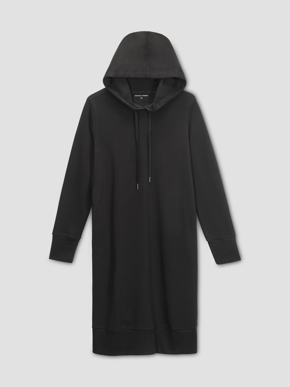 Classic Light Terry Hoodie Sweatshirt Dress - Black Zoom image 2