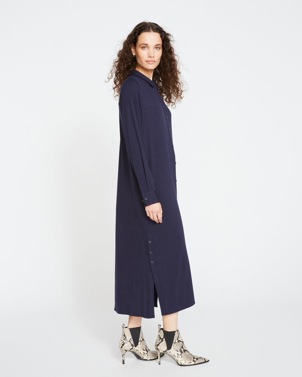 Sally Liquid Jersey Shirt Dress - Midnight Zoom image 2