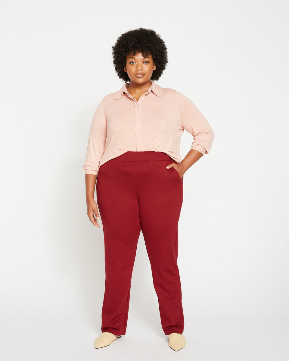 Smart Signature Ponte Pants Long - Red Zoom image 0