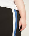 Stephanie Wide Leg Stripe Ponte Pants 30 Inch - Black with Blue/White Stripe thumbnail 2