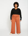 Stephanie Wide Leg Stripe Ponte Pants 30 Inch - Ginger with Black/White Stripe thumbnail 0