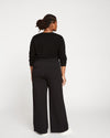 Stephanie Wide Leg Stripe Ponte Pants 30 Inch - Black with Black Stripe thumbnail 4