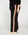 Stephanie Wide Leg Stripe Ponte Pants 30 Inch - Black with Ochre/White Stripe thumbnail 3