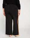 Stephanie Wide Leg Stripe Ponte Pants 30 Inch - Black with Ochre/White Stripe thumbnail 4