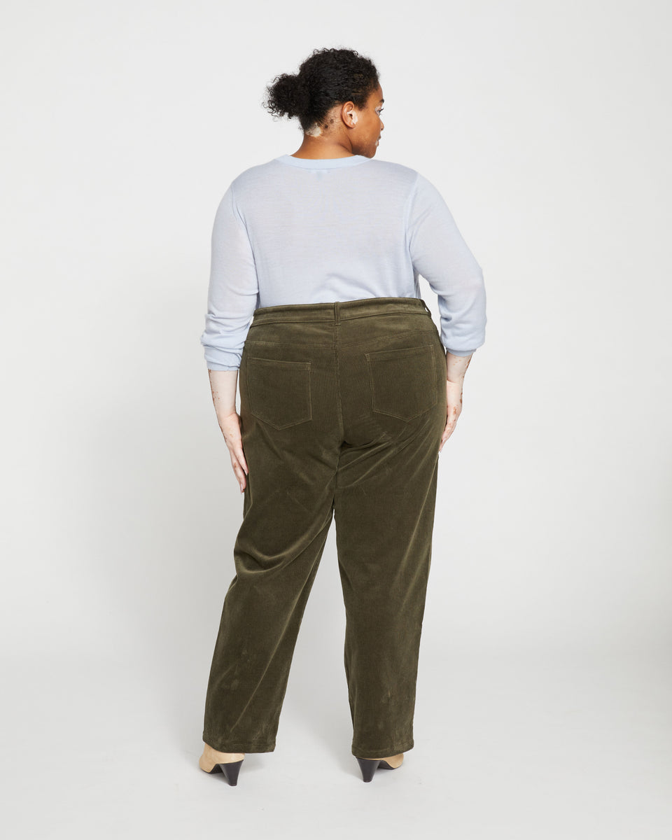 Cassidy High Rise Straight Corduroy Pants - Fatigue Zoom image 3