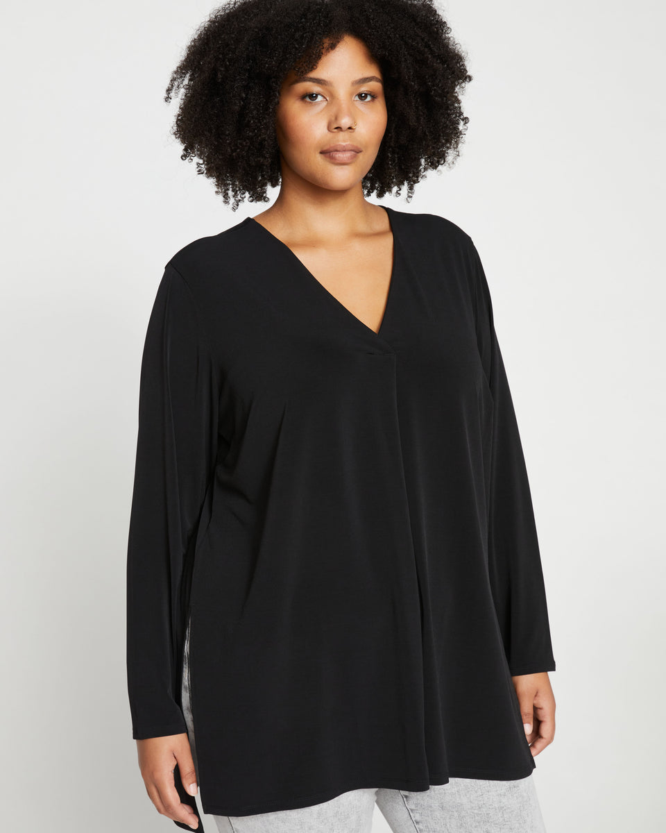 Velvety-Cool Jersey Column Tunic - Black Zoom image 0