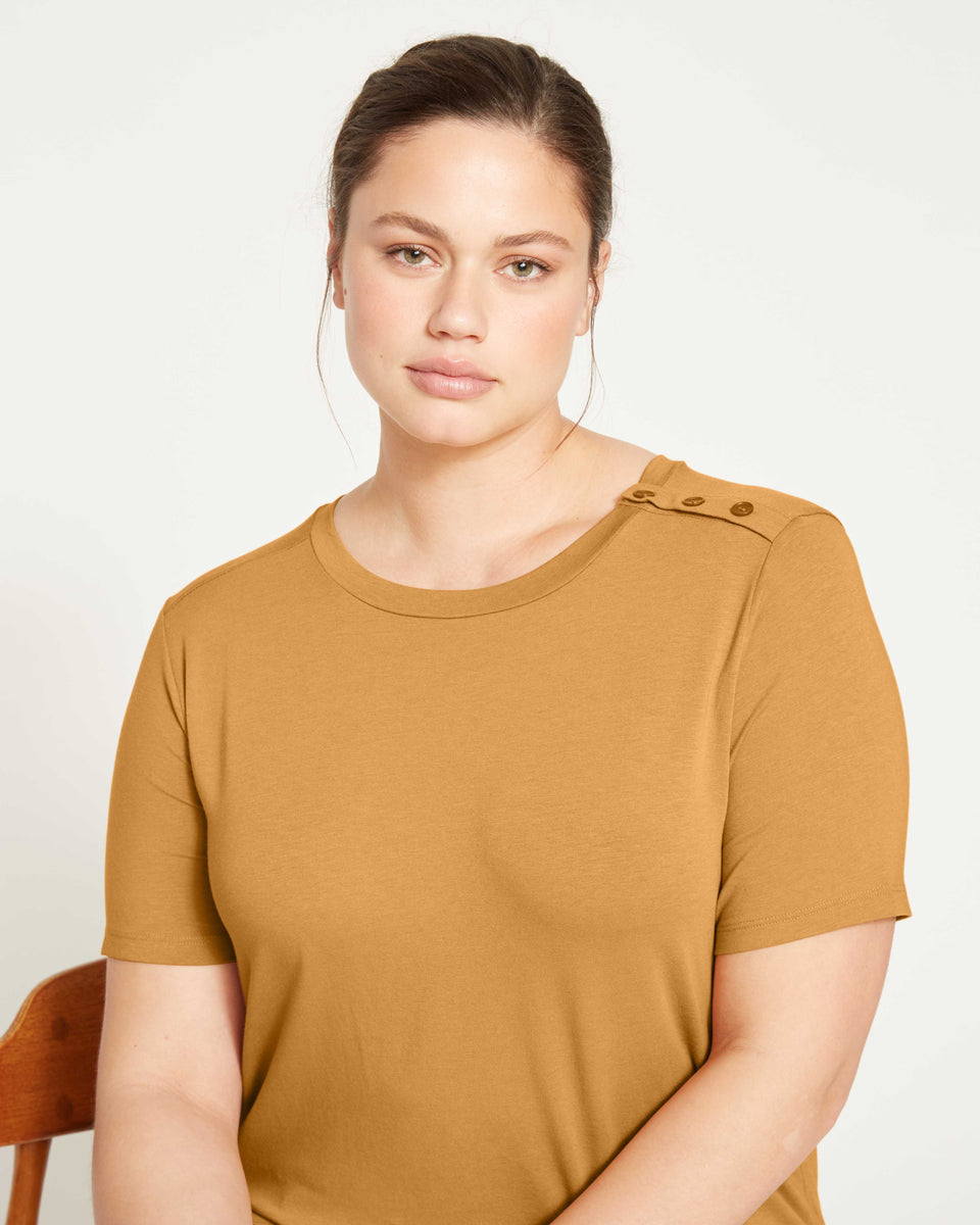 Elevated Buttons Tee - Caramel Zoom image 0
