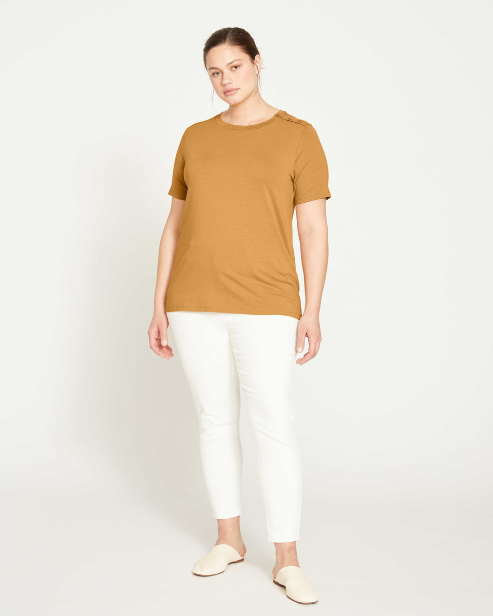 Elevated Buttons Tee - Caramel Zoom image 1