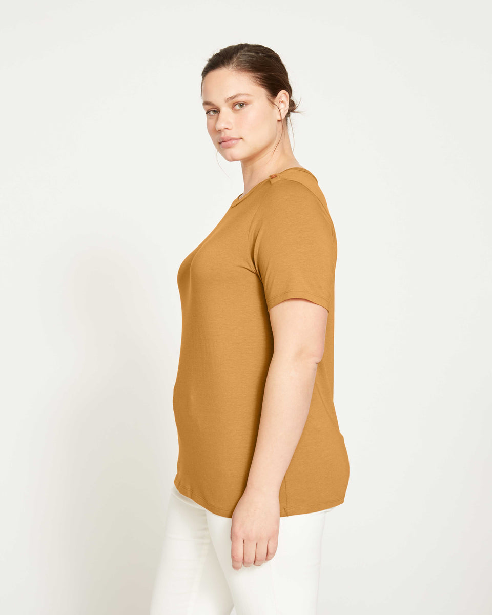 Elevated Buttons Tee - Caramel Zoom image 2