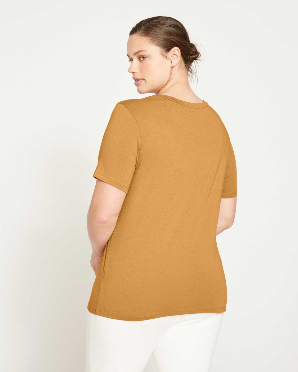 Elevated Buttons Tee - Caramel Zoom image 3