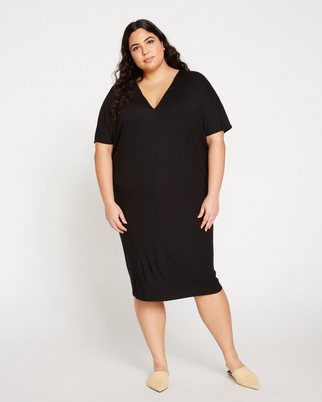 Teresa Liquid Jersey V-Neck Dress - Black - image 0