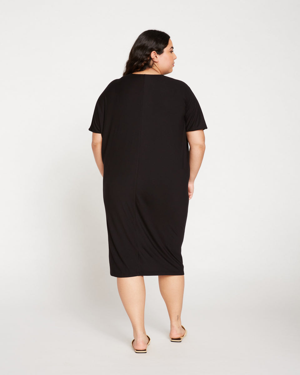 Teresa Liquid Jersey V-Neck Dress - Black Zoom image 3