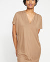 Teresa Liquid Jersey V-Neck Dress - Malt Ball thumbnail 1