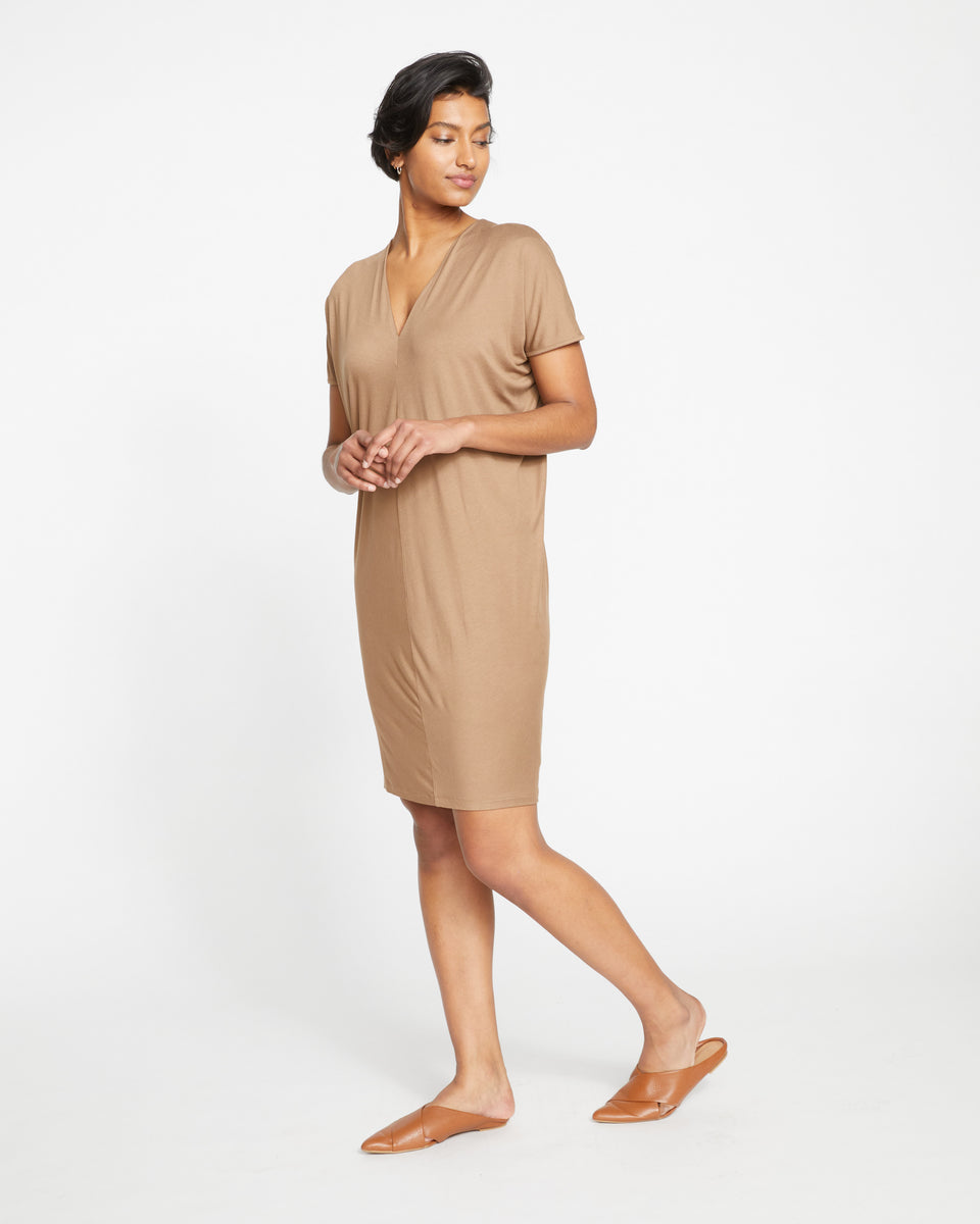 Teresa Liquid Jersey V-Neck Dress - Malt Ball Zoom image 2