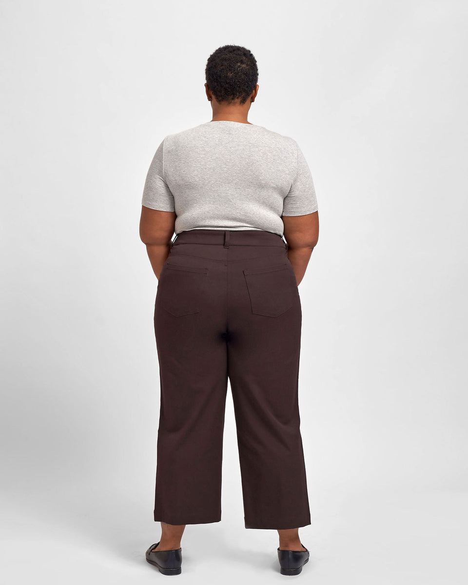 Faye Stretch Cotton Twill Boyfriend Crop Pants - Mole Zoom image 3