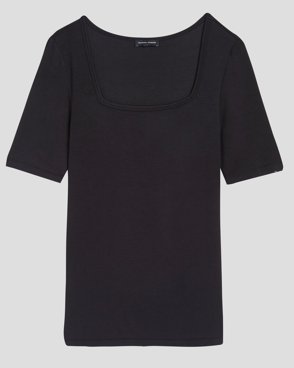 Foundation Short Sleeve Square Neck Tee - Black Zoom image 2