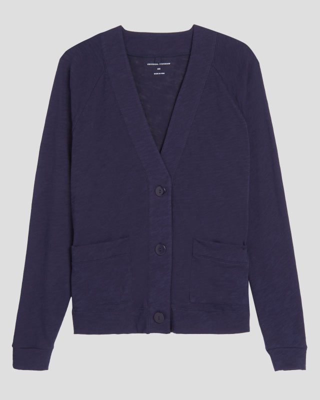 Lightweight Pima Cotton Cardi - Navy Zoom image 2