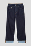 Stevie High Rise Cuffed Straight Leg Jeans - Vintage Indigo Selvedge thumbnail 3