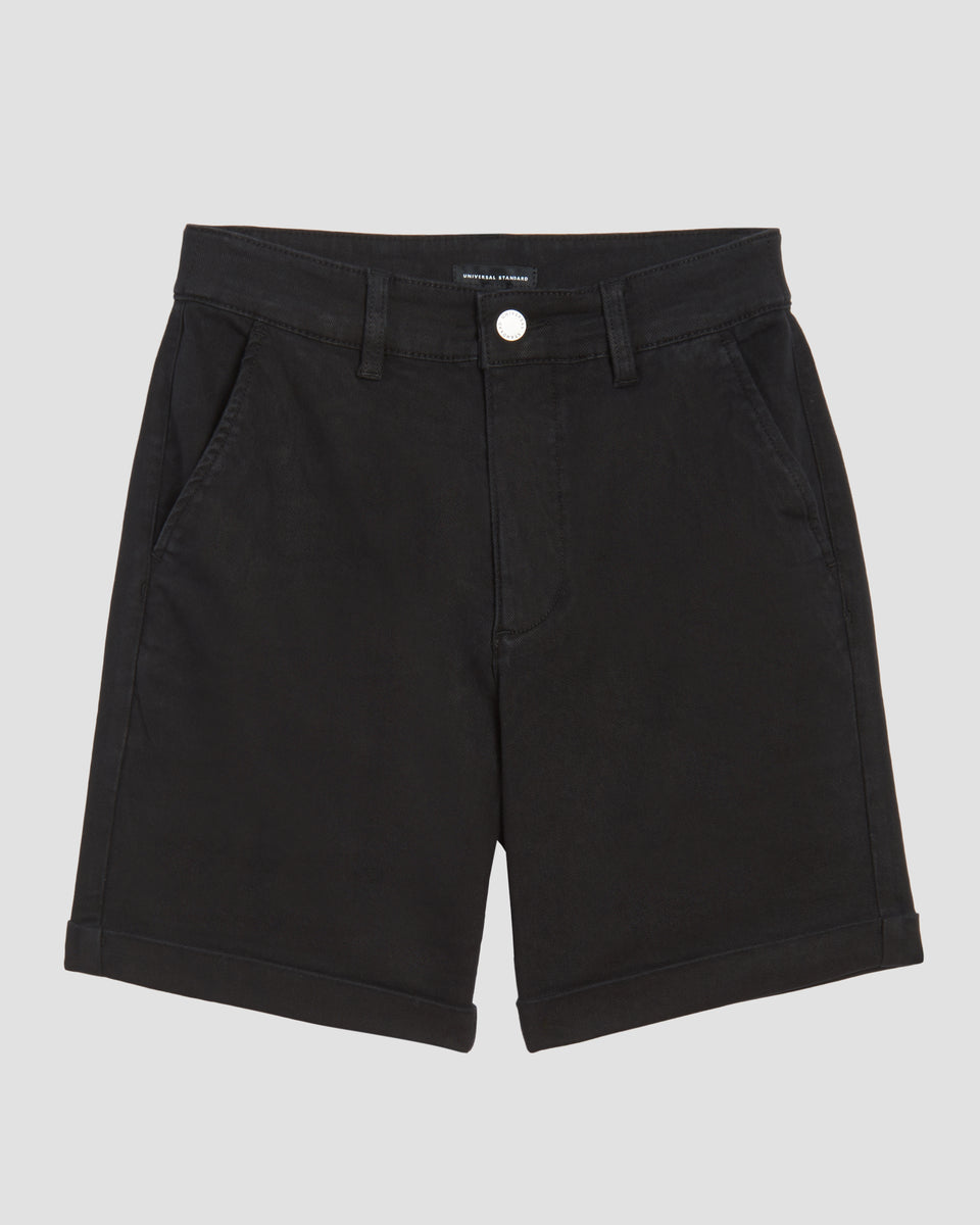 Casual Cuffed Twill Shorts - Black Zoom image 1