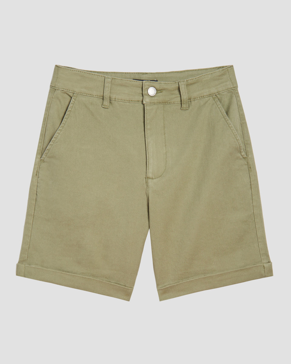 Casual Cuffed Twill Shorts - Pistachio Zoom image 1