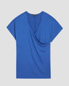 Liquid Jersey Two-Way Short Sleeve Cross Top - Royal Blue thumbnail 1