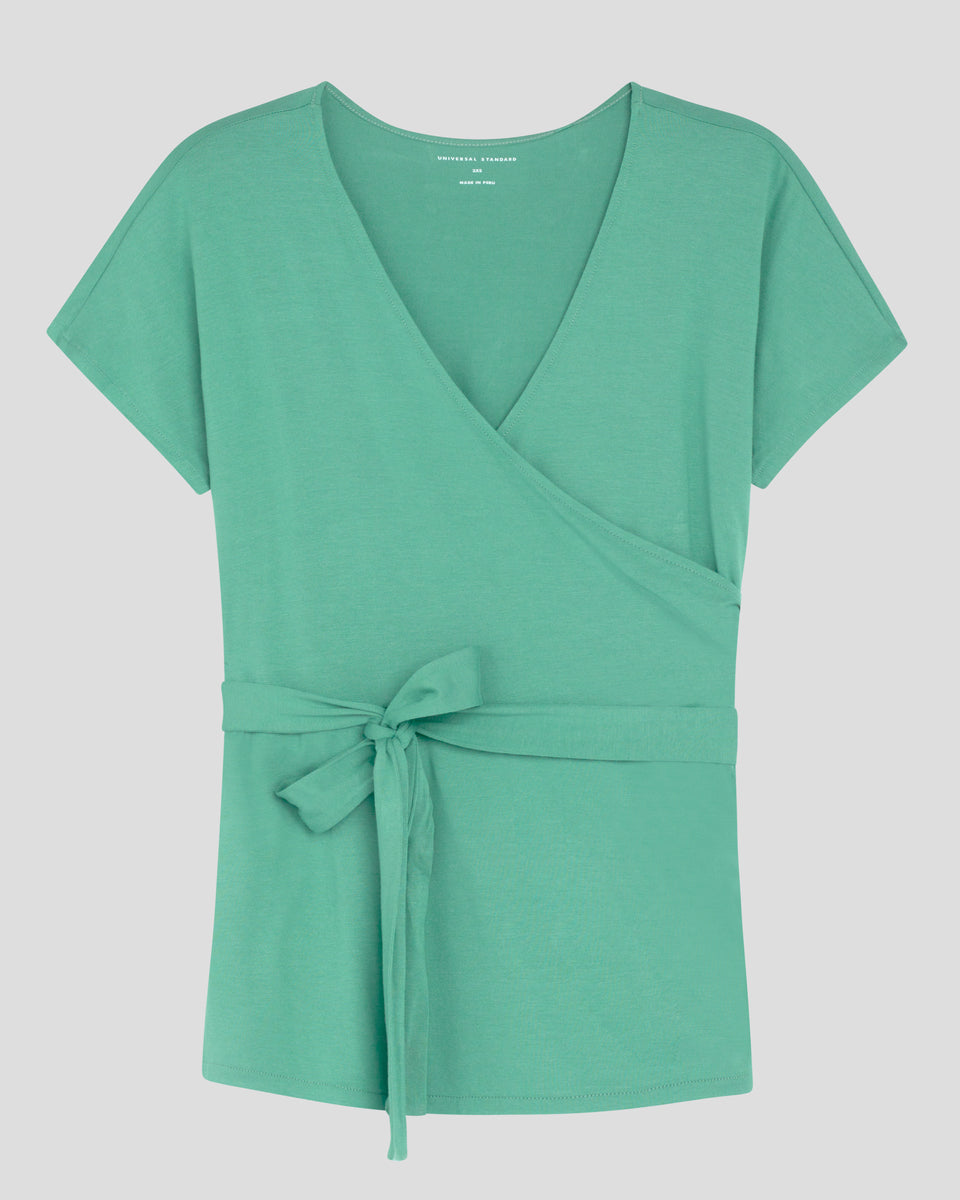 Fine Jersey Wrap Top - Mint Zoom image 1