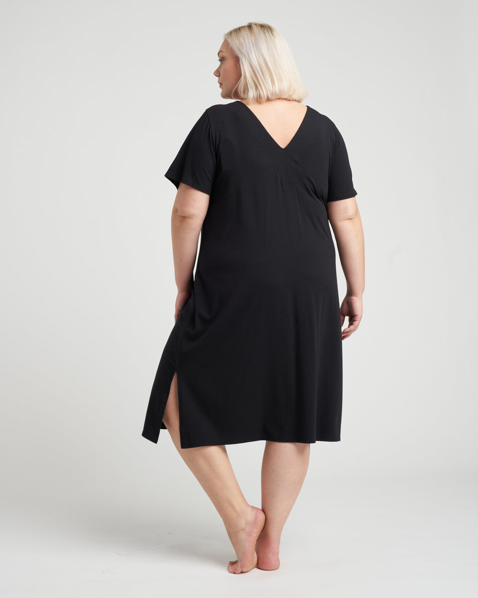 Aubrey V Neck Sleep Dress - Black Zoom image 5