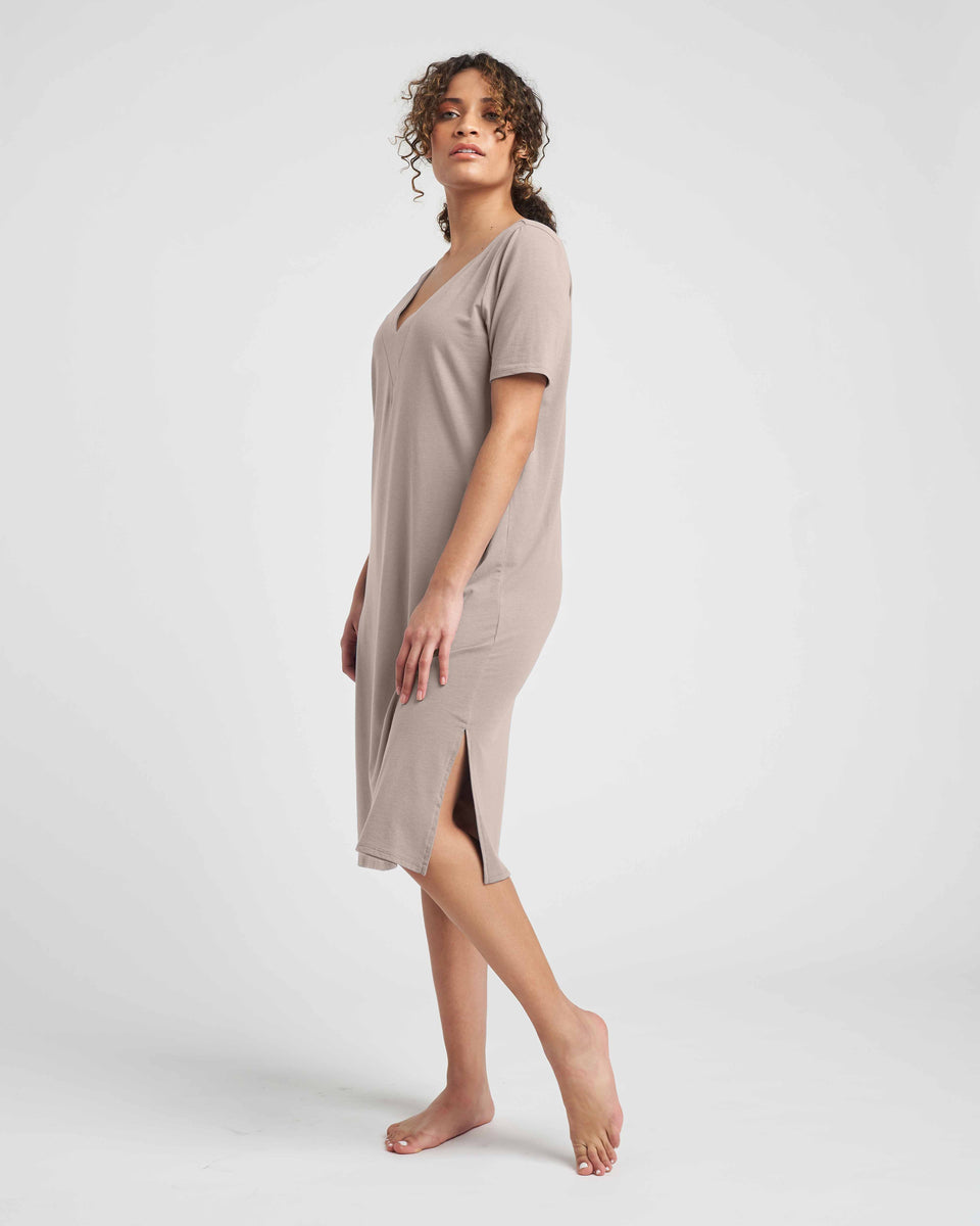 Aubrey V Neck Sleep Dress - Khaki Zoom image 0