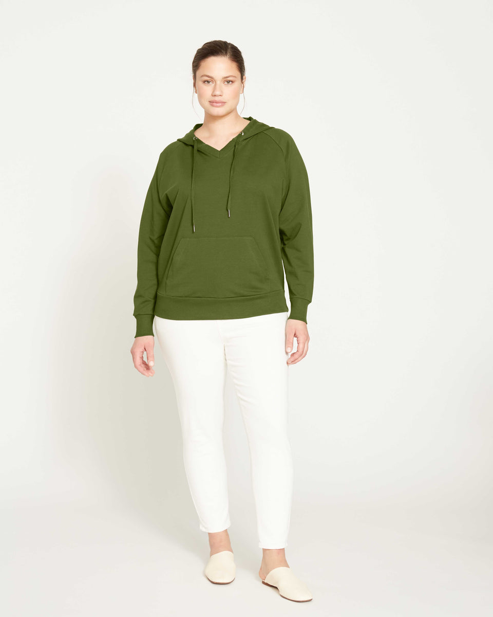 V-Neck Hoodie - Deep Moss Zoom image 3