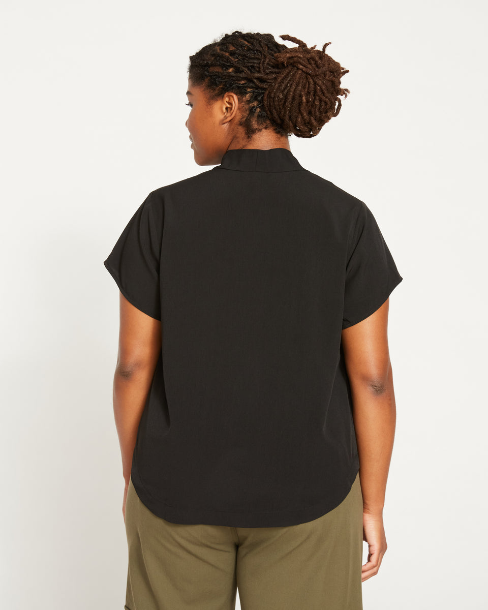 Better-Than-Silk V-Neck Top - Black Zoom image 3