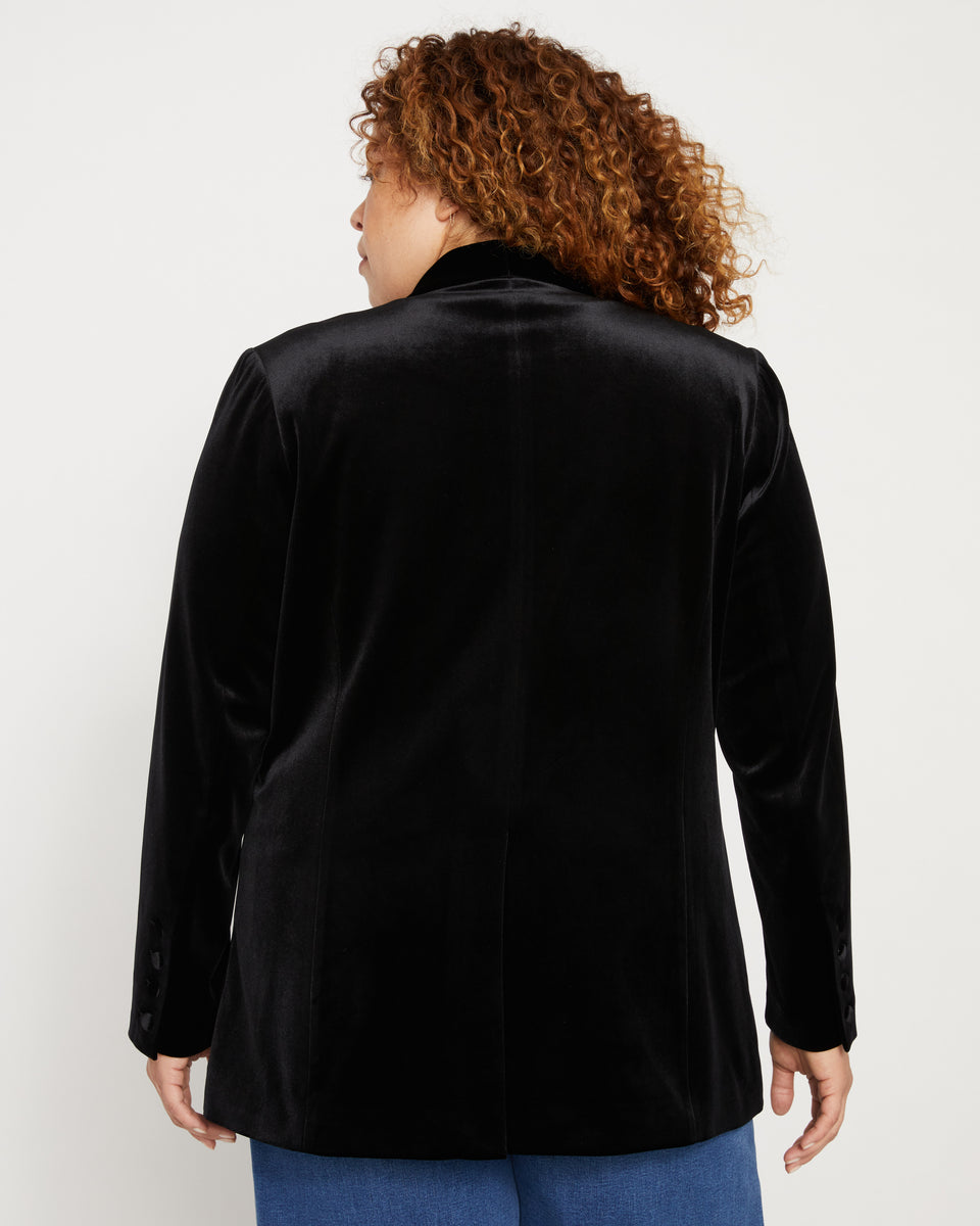 Luxe Velvet Blazer - Black Zoom image 7