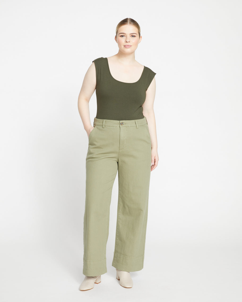 Carol High Rise Stretch Twill Pants - Pistachio - image 0