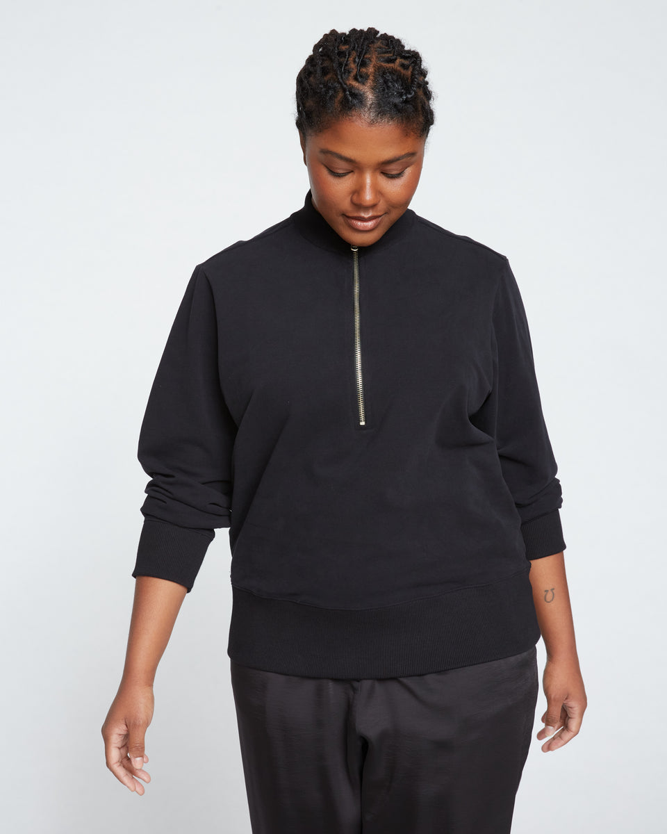 Peachy Terry Half Zip Pullover - Black Zoom image 0