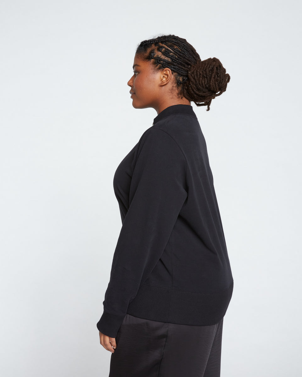 Peachy Terry Half Zip Pullover - Black Zoom image 2