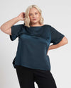 Alice Satin Boatneck Top - Deep Sea thumbnail 0