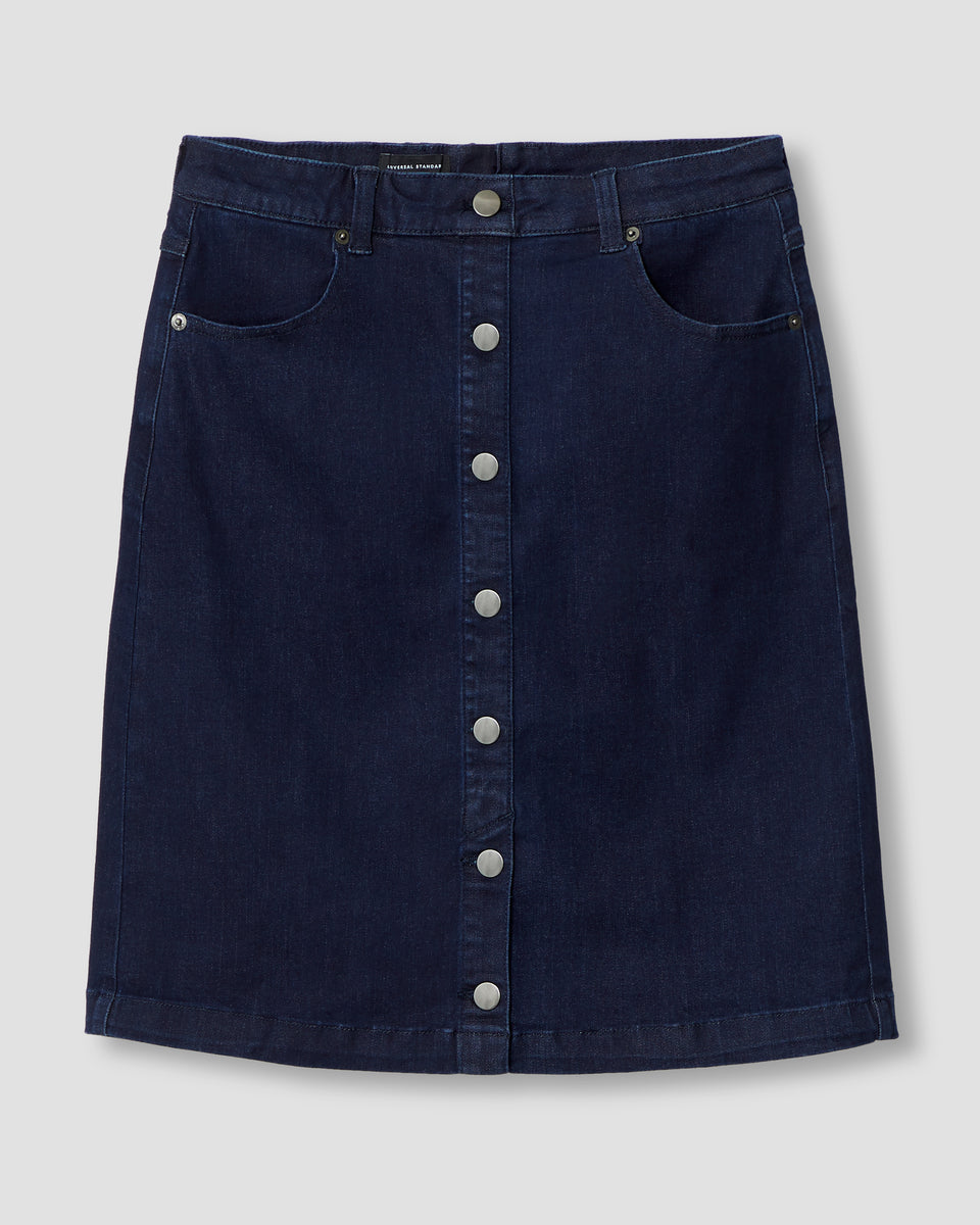 Ang Denim Button Down Skirt - Dark Indigo Zoom image 1