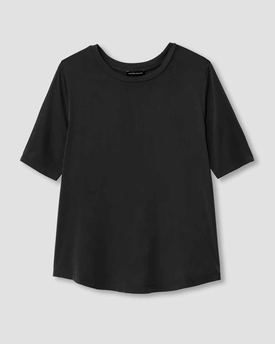 Arvo Cupro Mix Tee - Black Zoom image 1