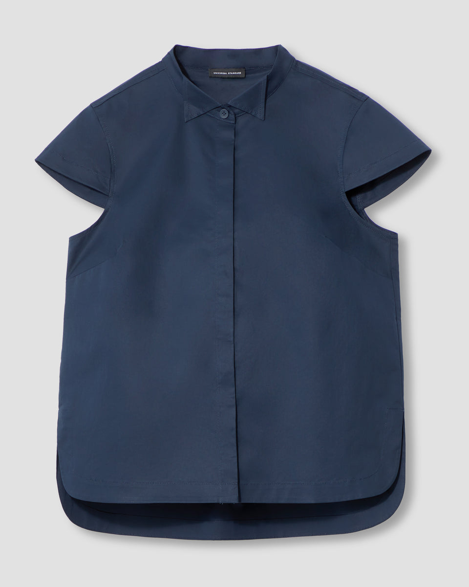 Aster Tuxedo Collar Shirt - Navy Zoom image 1