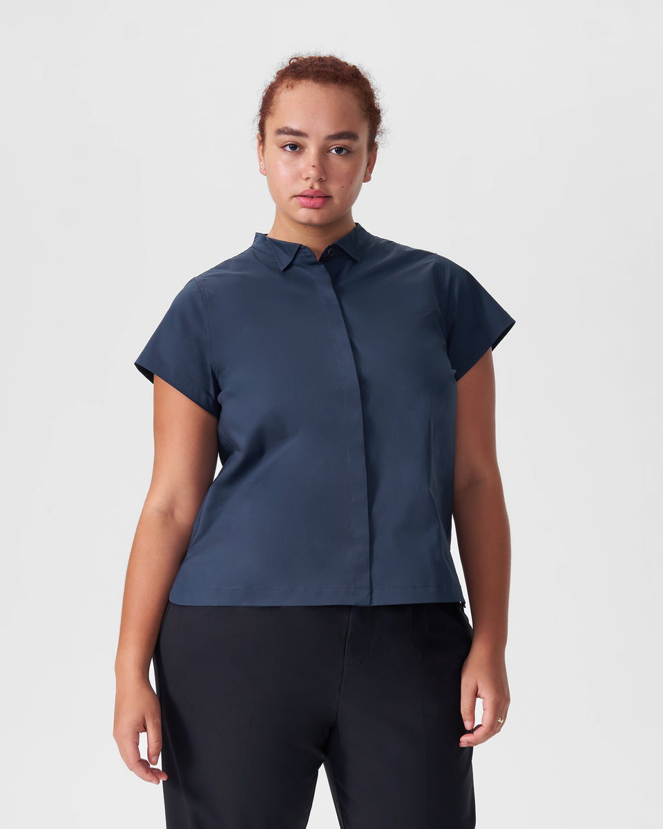 Aster Tuxedo Collar Shirt - Navy Zoom image 0