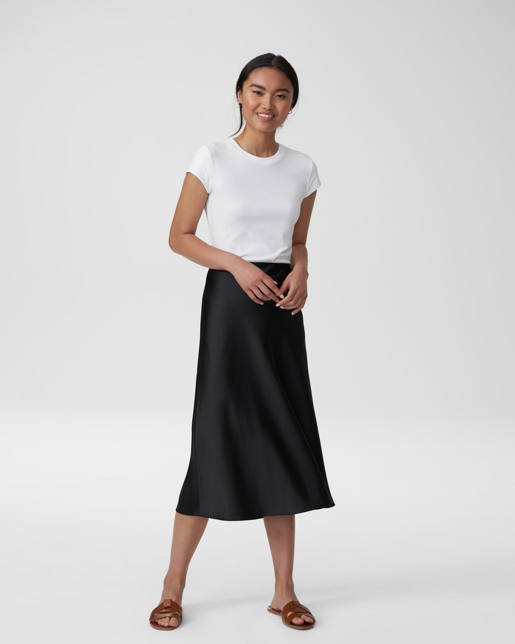 CeeCee Midi Bias Skirt - Black - image 0