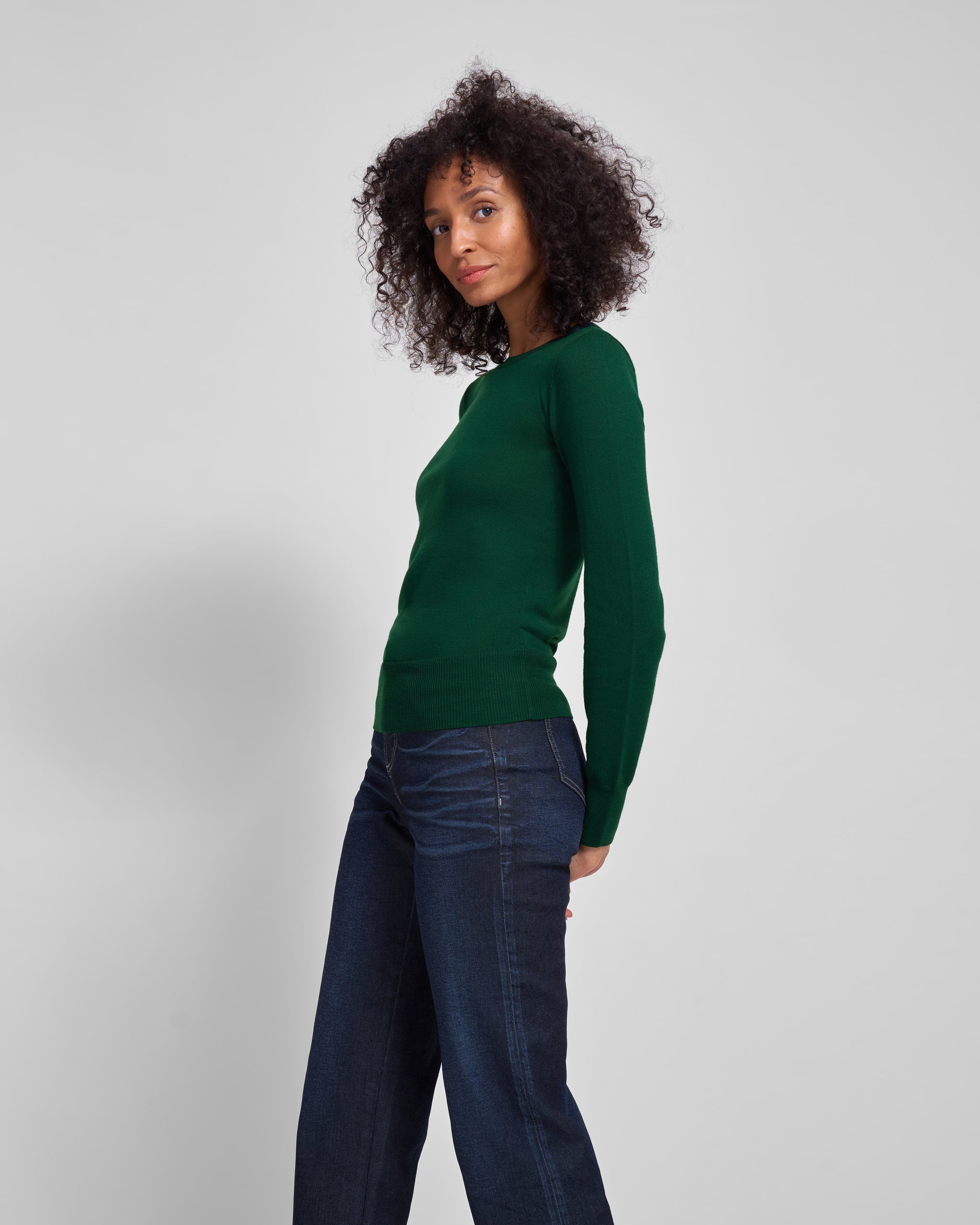 Shauna Merino Wool Crewneck Sweater - Forest Green | Universal Standard