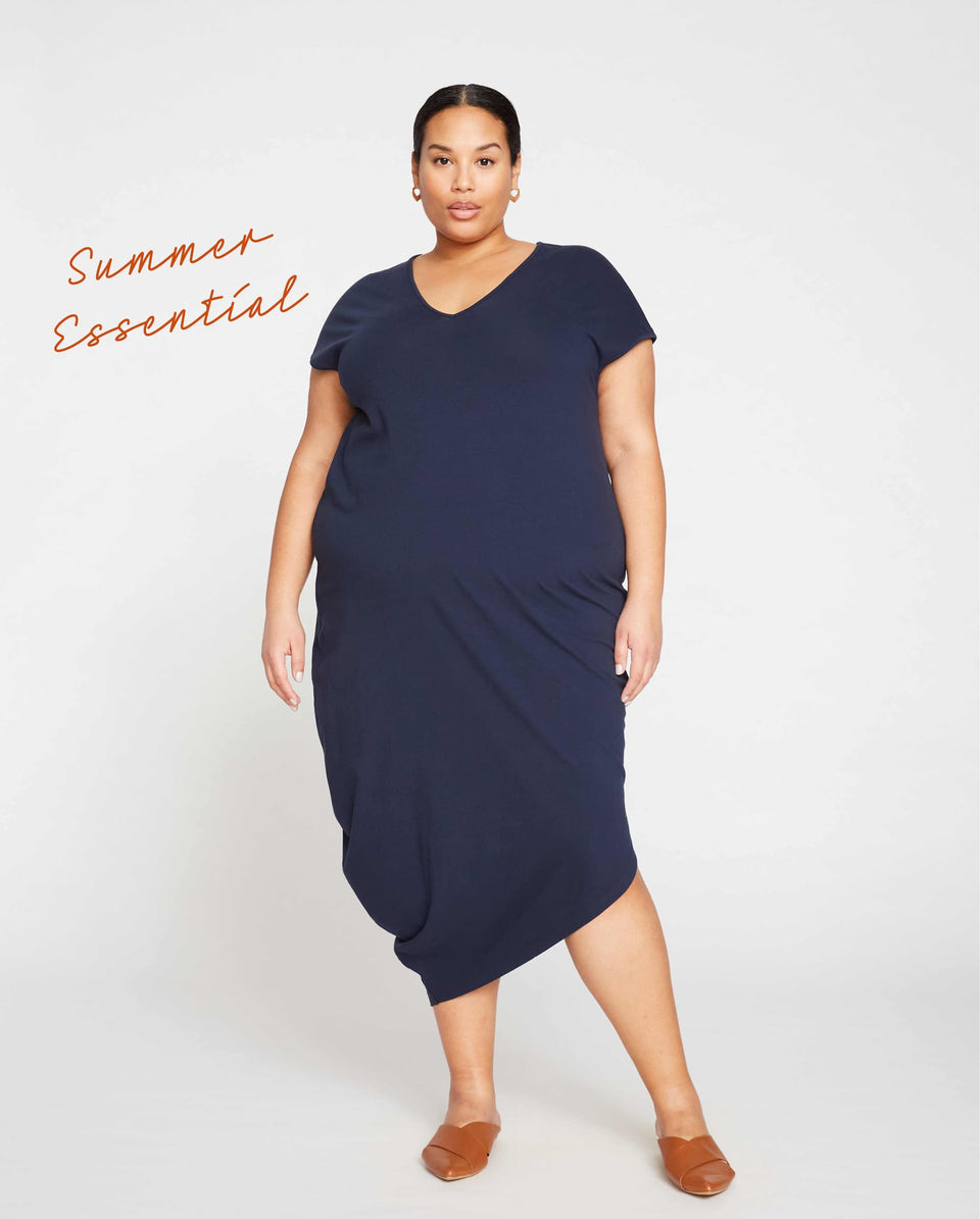 Iconic Geneva V-Neck Dress - Navy Zoom image 0