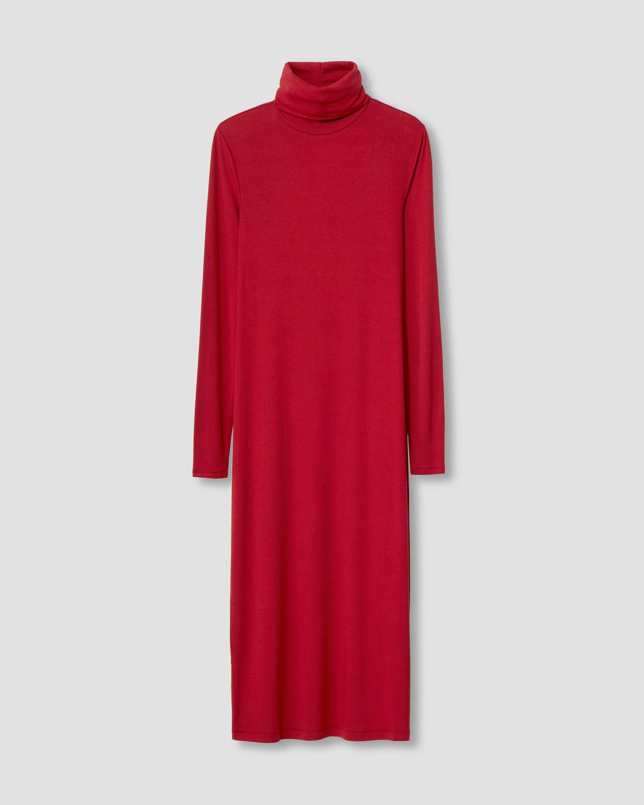 red long sleeve turtleneck dress