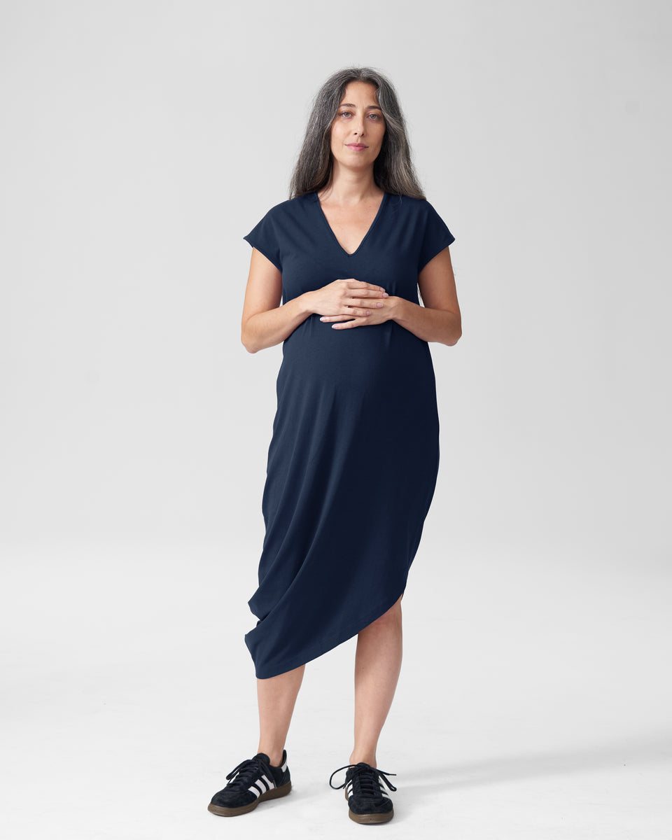 Geneva V-Neck Dress Mom - Navy Zoom image 0