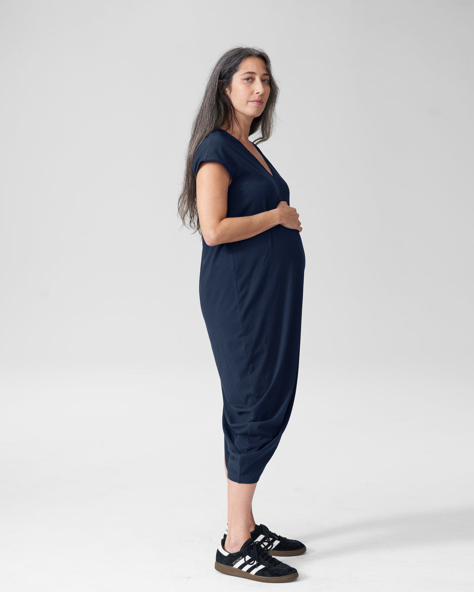 Geneva V-Neck Dress Mom - Navy Zoom image 2