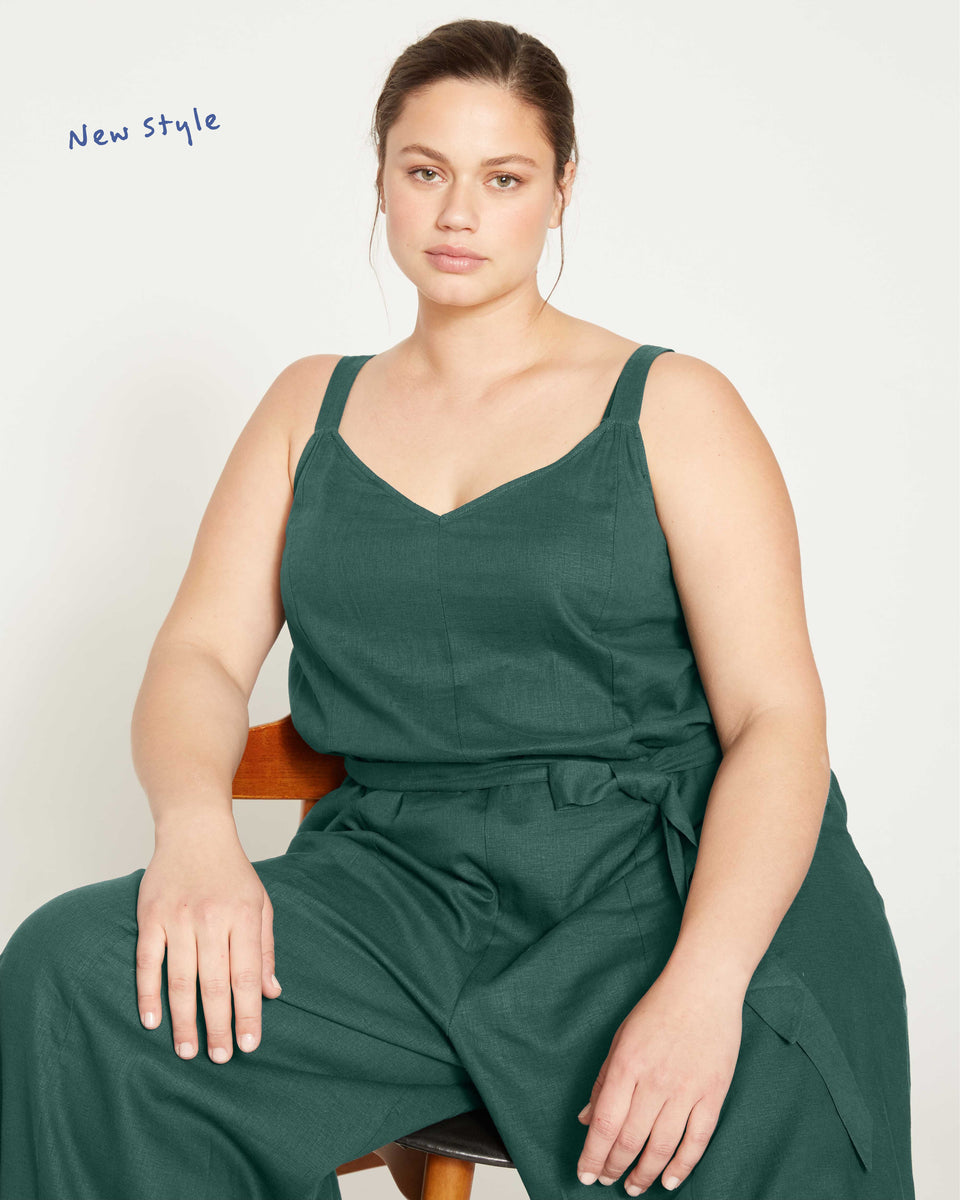 Promenade Linen Jumpsuit - Sea Moss Zoom image 1